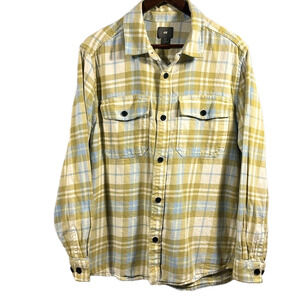 H&M Men’s Gold, Light Blue and White Plaid Flannel Skirt Size Medium